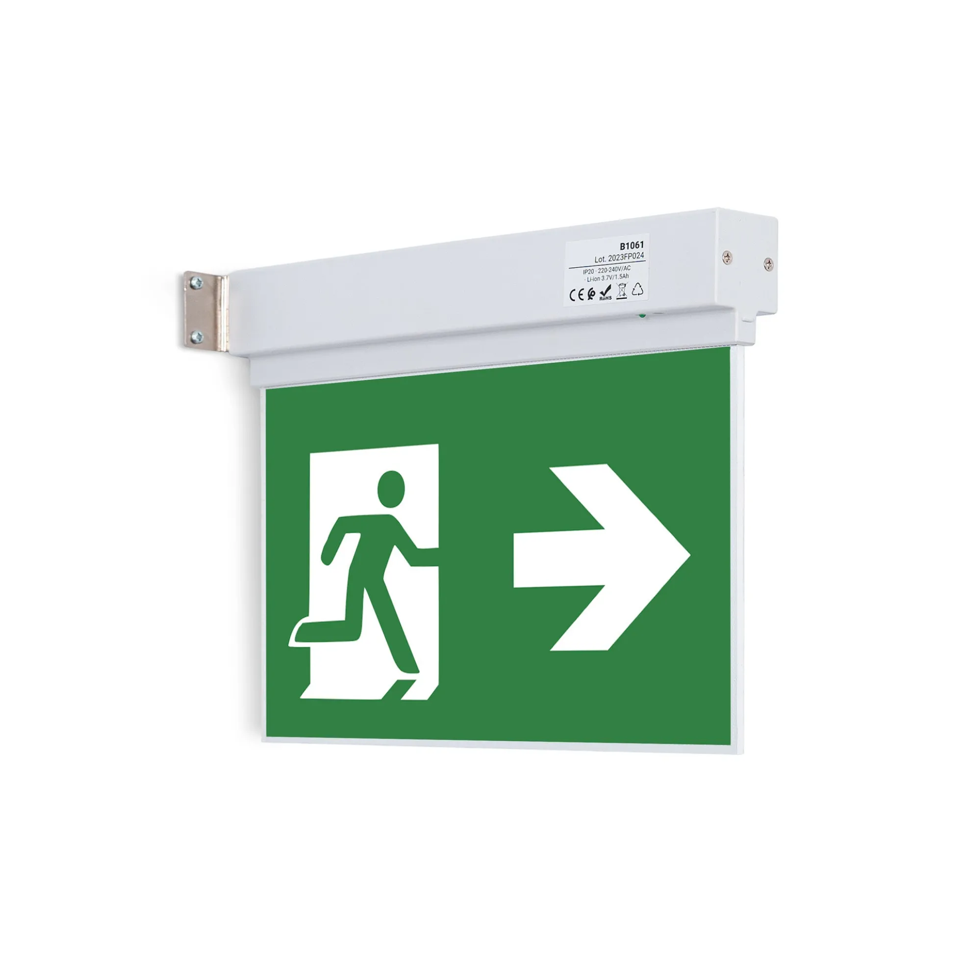 Luz de emergencia permanente con pictograma "Salida lateral"
