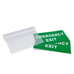 Luz de emergencia permanente con cartel