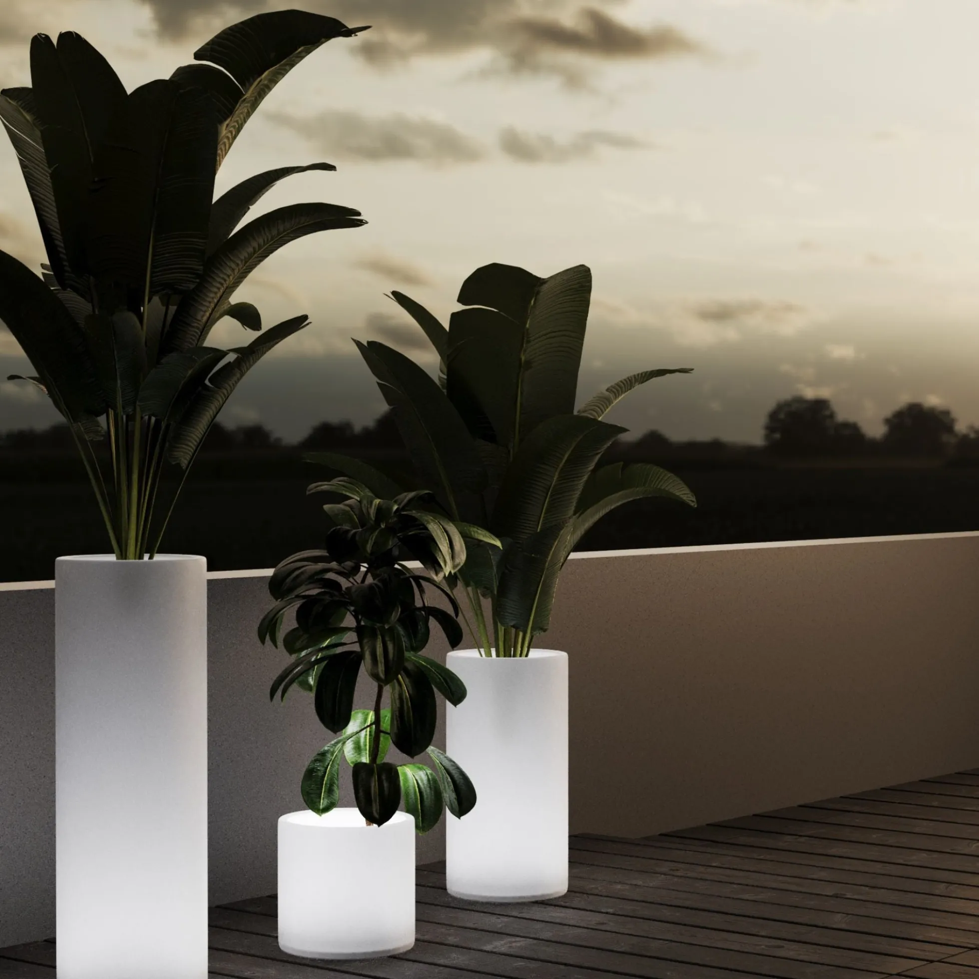 Macetero cilíndrico LED RGBW - 5W - 80 x Ø 40cm - Recargable