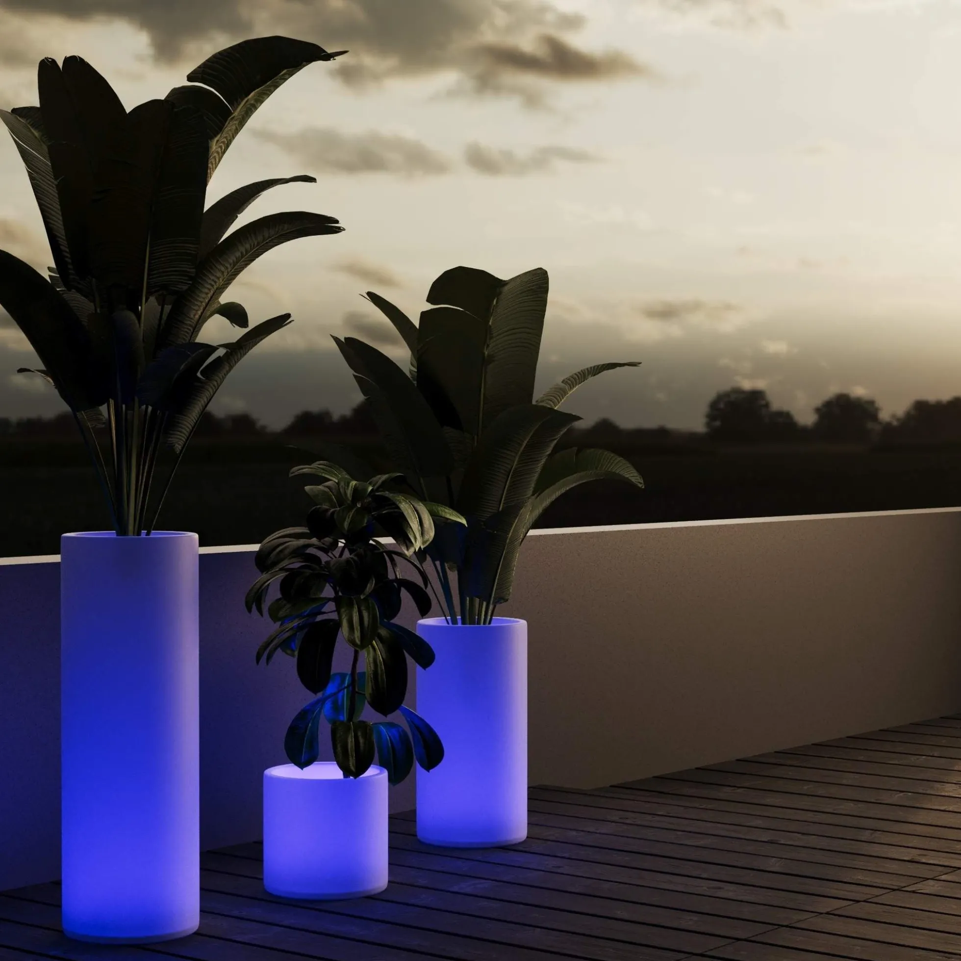 Macetero cilíndrico LED RGBW - 5W - 40 x Ø 40cm - Recargable