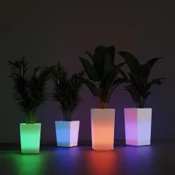Macetero cuadrado LED RGBW - 12W - Recargable - Mando a distancia