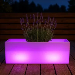 Macetero rectangular LED RGBW - 24W - Recargable - Mando a distancia