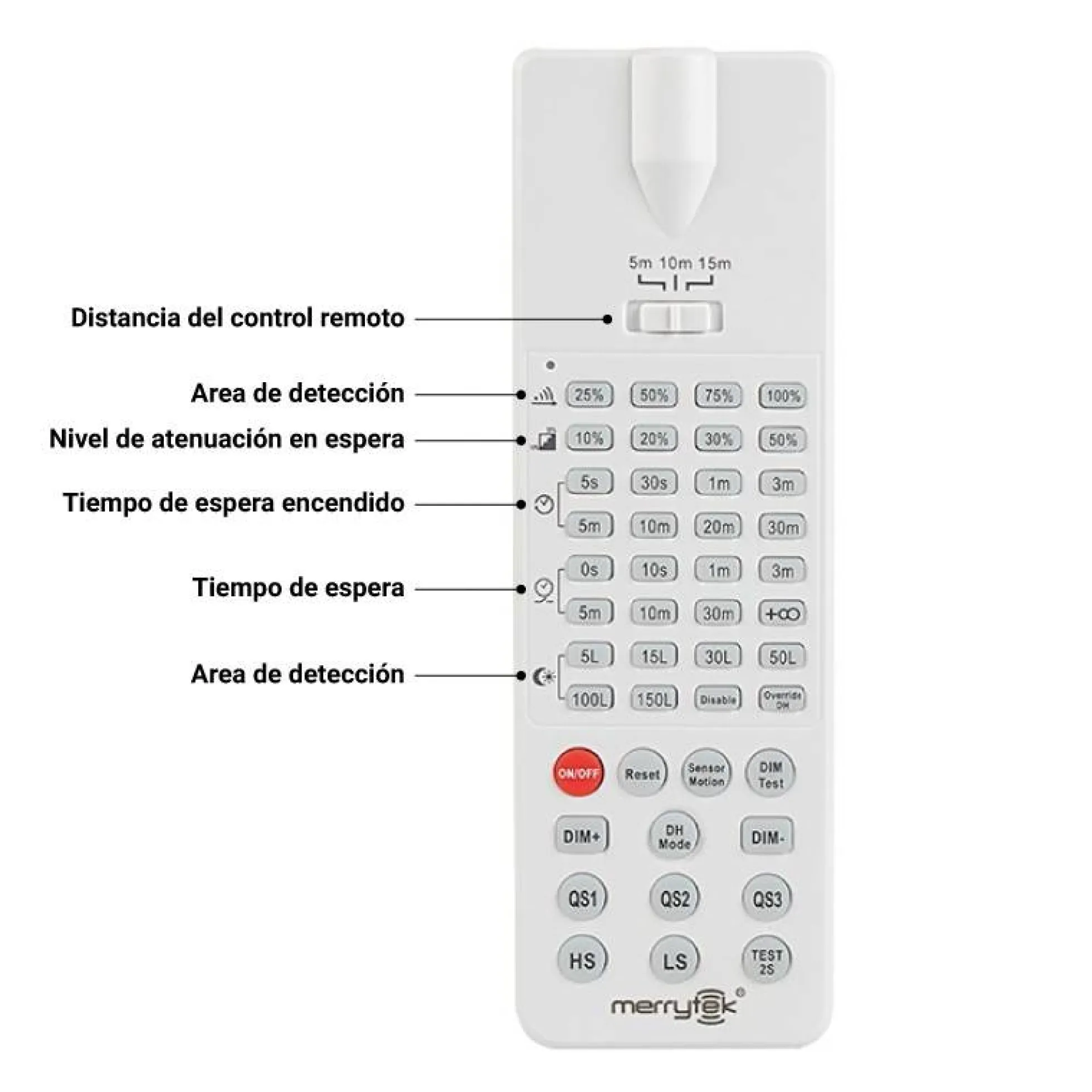 Mando a distancia IR Merrytek para sensor de campanas LED industriales