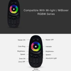 Mando a distancia LED RGBW - 4 Zonas - BLANCO - FUT096 - Mi Light