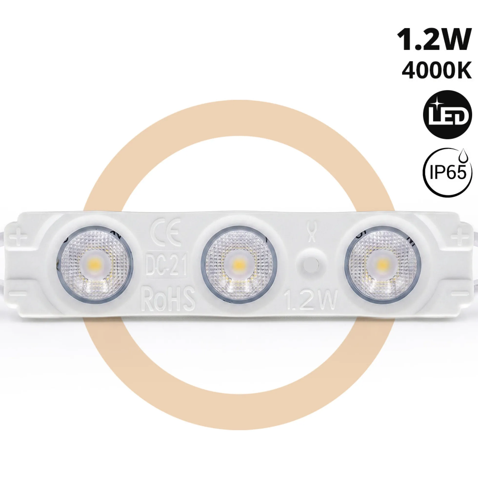 Módulo LED monocolor para rótulos - 1.2W - 12V - 160° - IP65