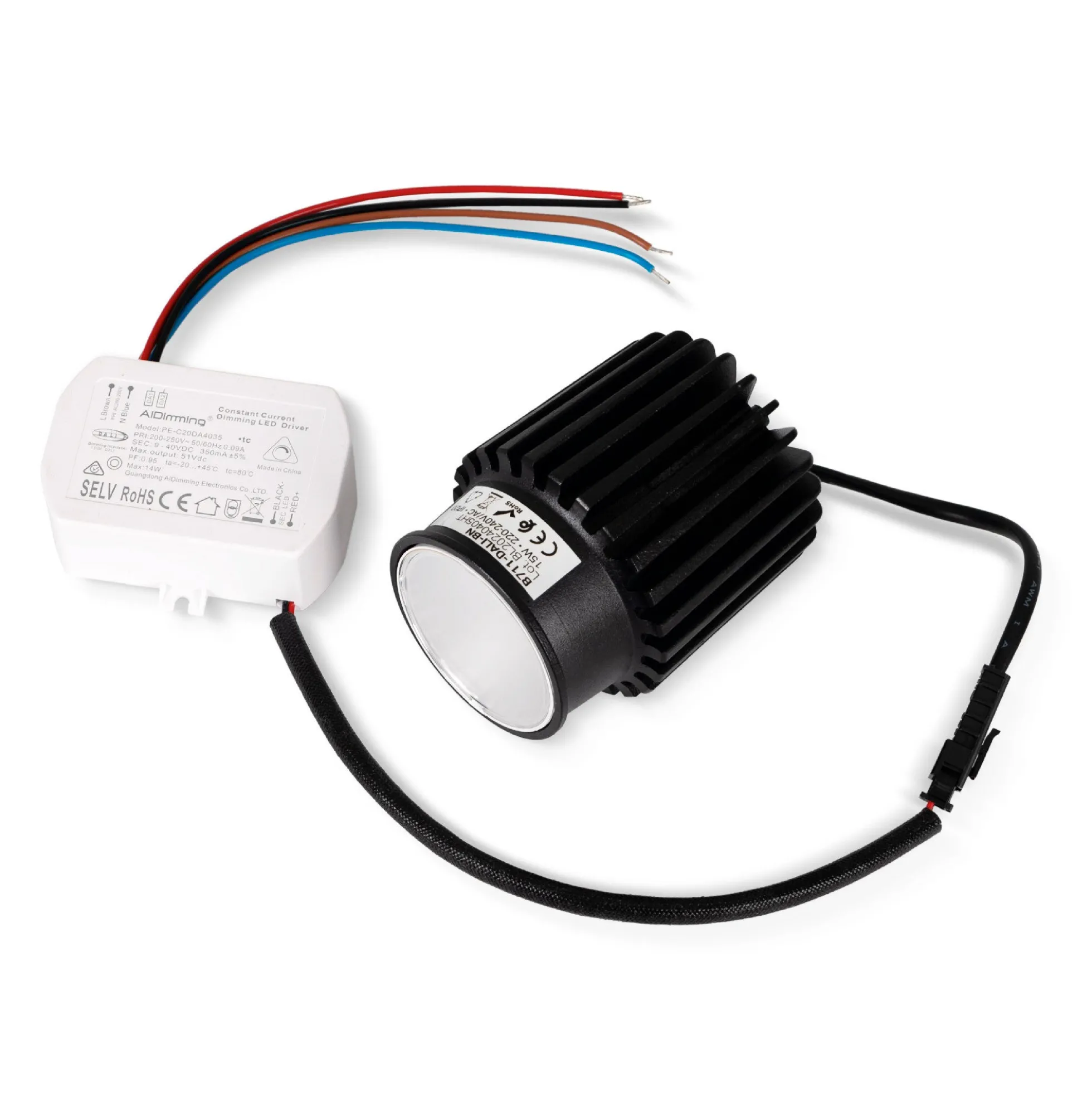 Módulo LED 15W para aro downlight MR16/GU10 - Regulable por DALI - 45º - CRI 90