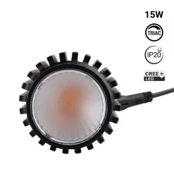 Módulo LED 15W para aro downlight MR16/GU10 - Regulable por TRIAC - 45º - CRI 90