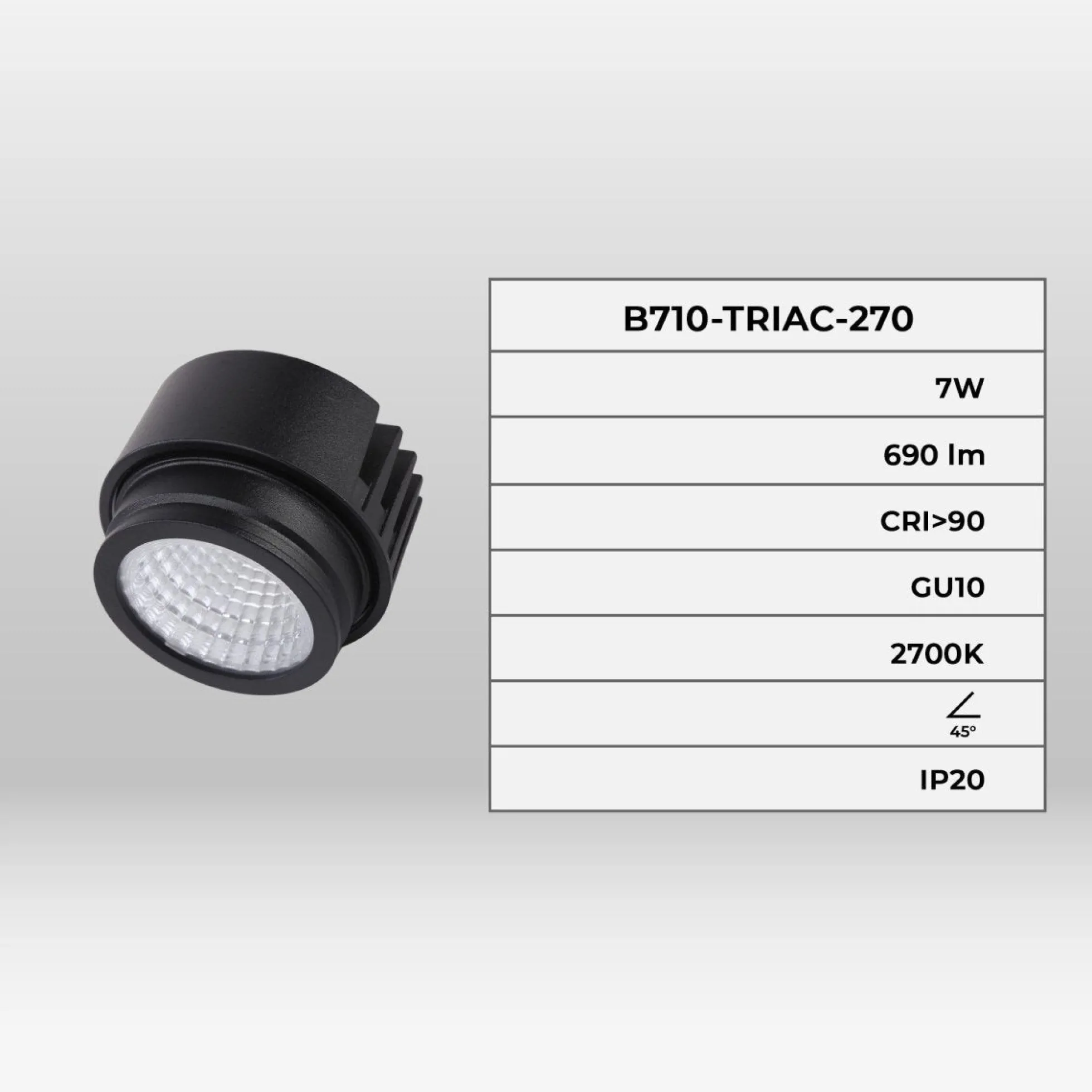 Módulo LED 7W para aro downlight MR16/GU10 - Regulable por TRIAC - 45º - CRI 90