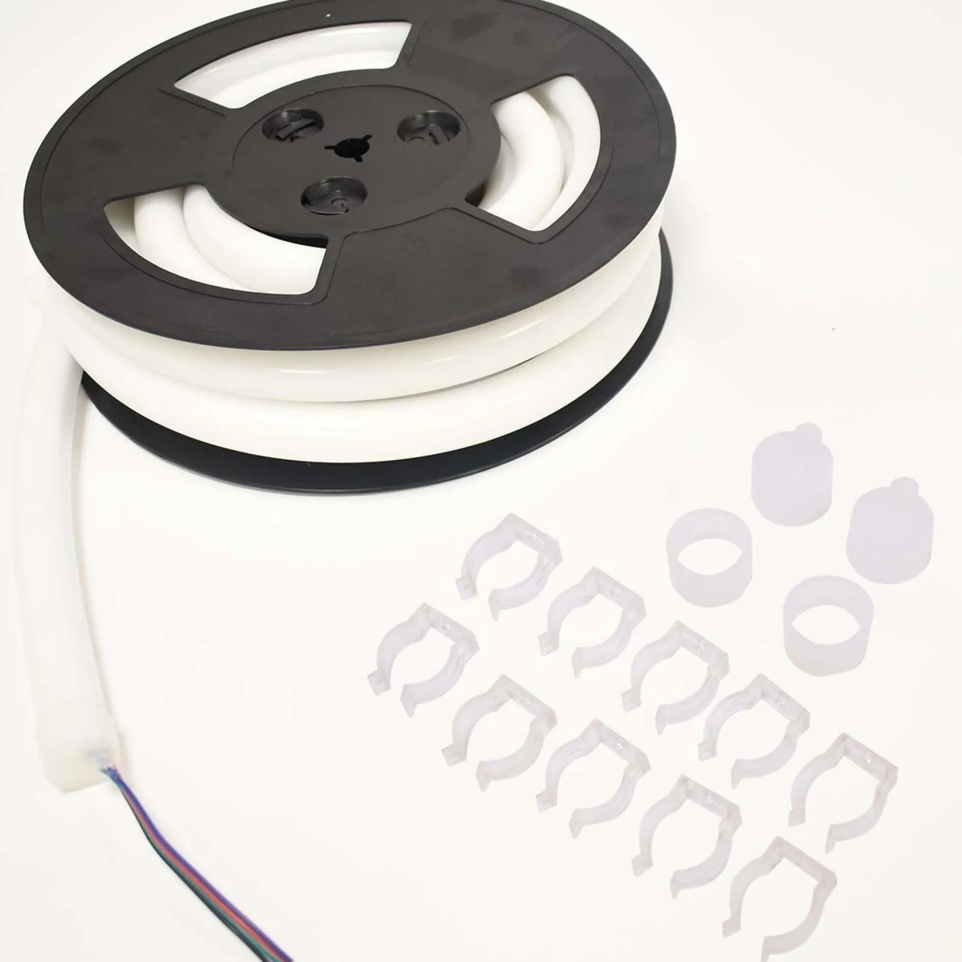 Neón LED flexible circular RGB - 24 V - Instalación sobre superficie - Ø20mm - 5 metros - 22W/m - Kit completo - IP67