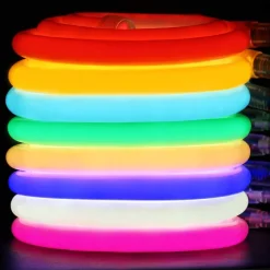 Neón LED flexible circular RGB - 24 V - Instalación sobre superficie - Ø20mm - 5 metros - 22W/m - Kit completo - IP67