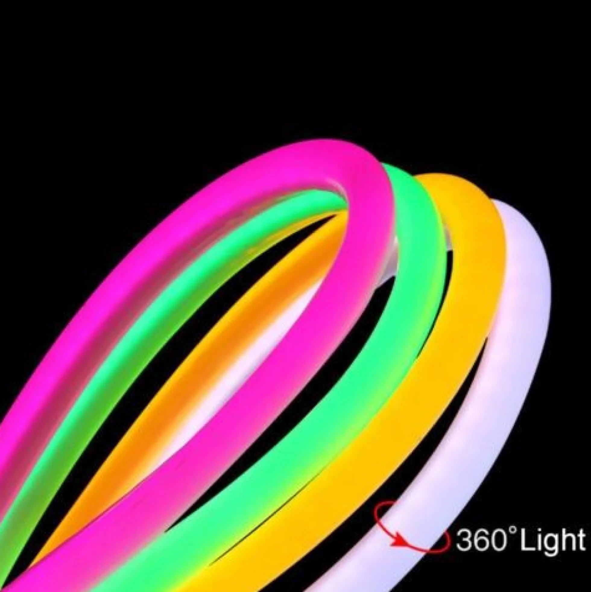 Neón LED flexible circular RGB - 24 V - Instalación sobre superficie - Ø20mm - 5 metros - 22W/m - Kit completo - IP67