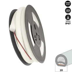 Neón LED flexible circular - 24V DC - Instalación sobre superficie - Ø20mm - 5 metros - 13W/m - Kit completo -  IP67
