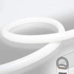 Neón LED flexible circular - 24V DC - Instalación sobre superficie - Ø20mm - 5 metros - 13W/m - Kit completo -  IP67