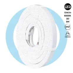 Neón LED flexible 3D  24V DC - 16x16mm - 5 metros - Kit completo - 12W/m - IP67 - Curvatura vertical y horizontal