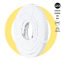 Neón LED flexible 3D  24V DC - 16x16mm - 5 metros - Kit completo - 12W/m - IP67 - Curvatura vertical y horizontal