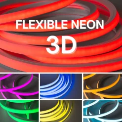 Neón LED flexible RGB 3D - 16x16mm - 5m - Kit completo -12W/m - IP67 -Curvatura vertical y horizontal