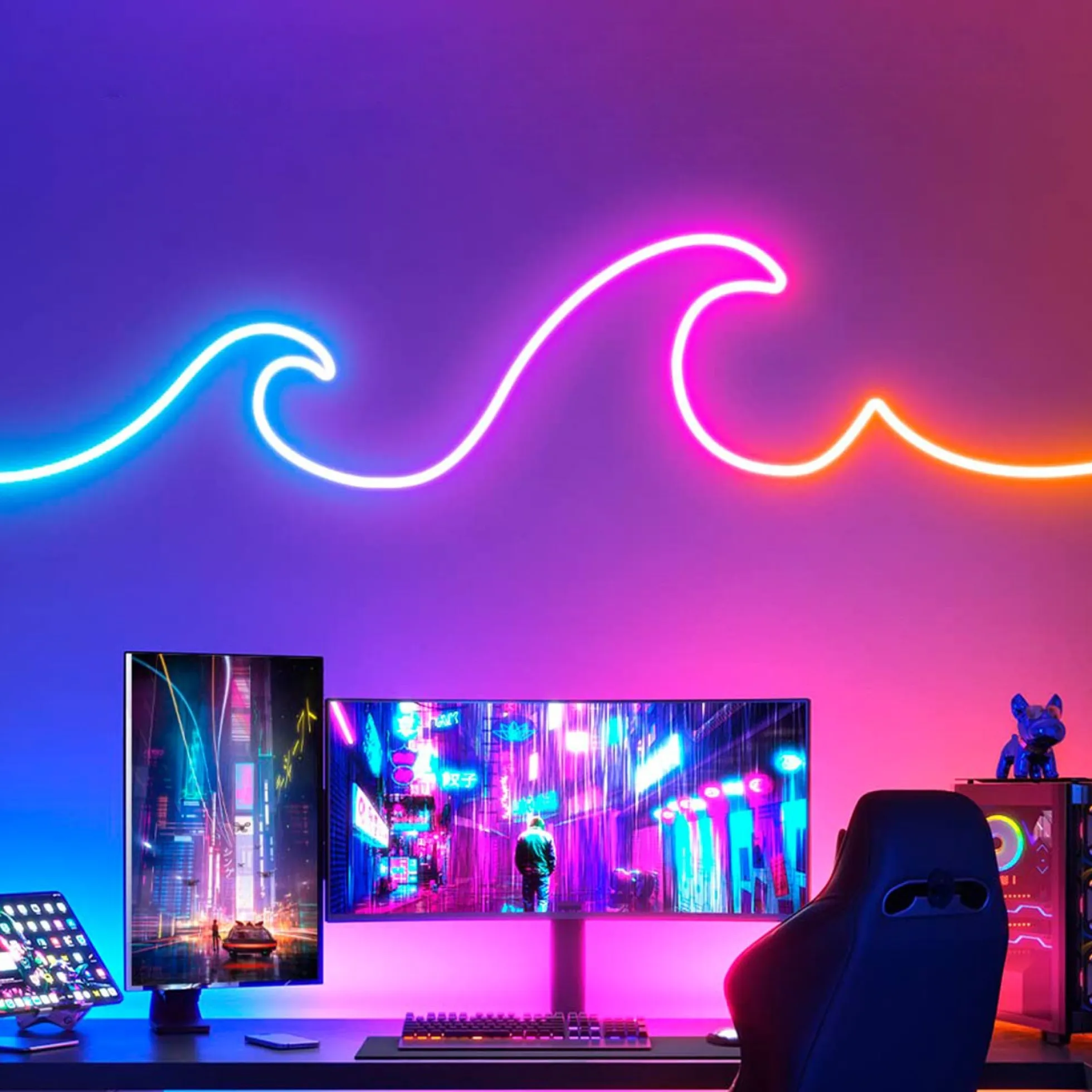 Neón LED Flexible RGB - 24V/DC 4x10mm - 5 metros - Kit completo - IP67 - 20W/m - Curvatura lateral