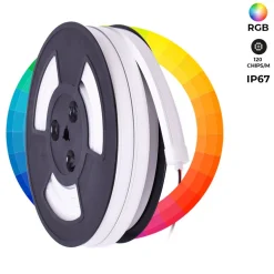 Neón LED flexible RGB 24V DC - 10X18mm - 10 metros - Kit completo - 11W/m - IP67 - Curvatura lateral