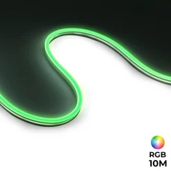 Neón LED flexible RGB 24V DC - 10X18mm - 10 metros - Kit completo - 11W/m - IP67 - Curvatura lateral