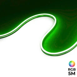 Neón LED flexible RGB 24V DC - 13X6mm - 5 metros - Kit completo - 11W/m - IP67 - Curvatura lateral