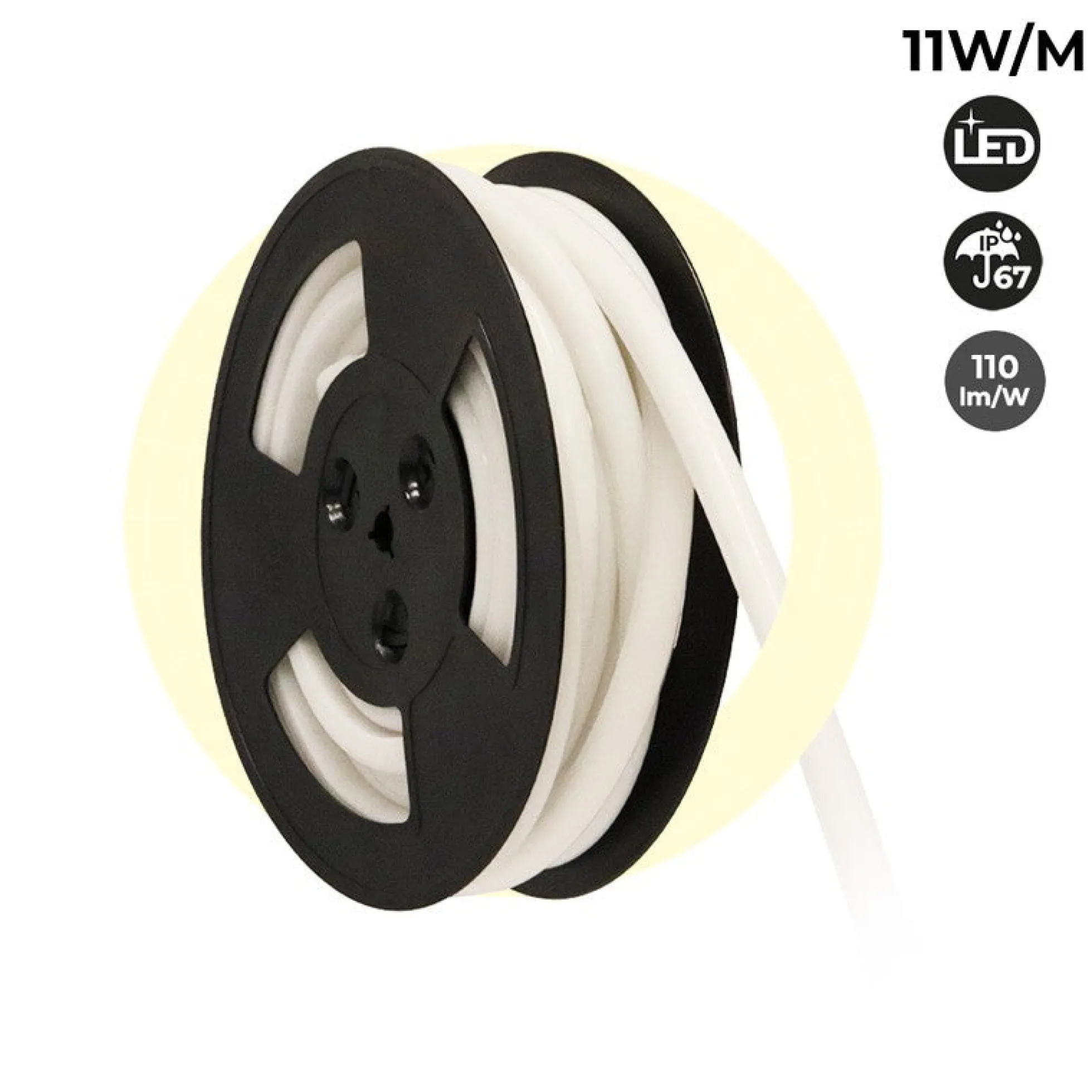 Neón LED flexible 24V DC - 12x12mm - 10 metros - Kit completo - 11W/m - IP67 - Curvatura vertical