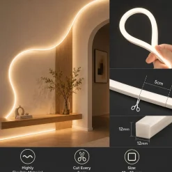 Neón LED flexible 24V DC - 12x12mm - 10 metros - Kit completo - 11W/m - IP67 - Curvatura vertical