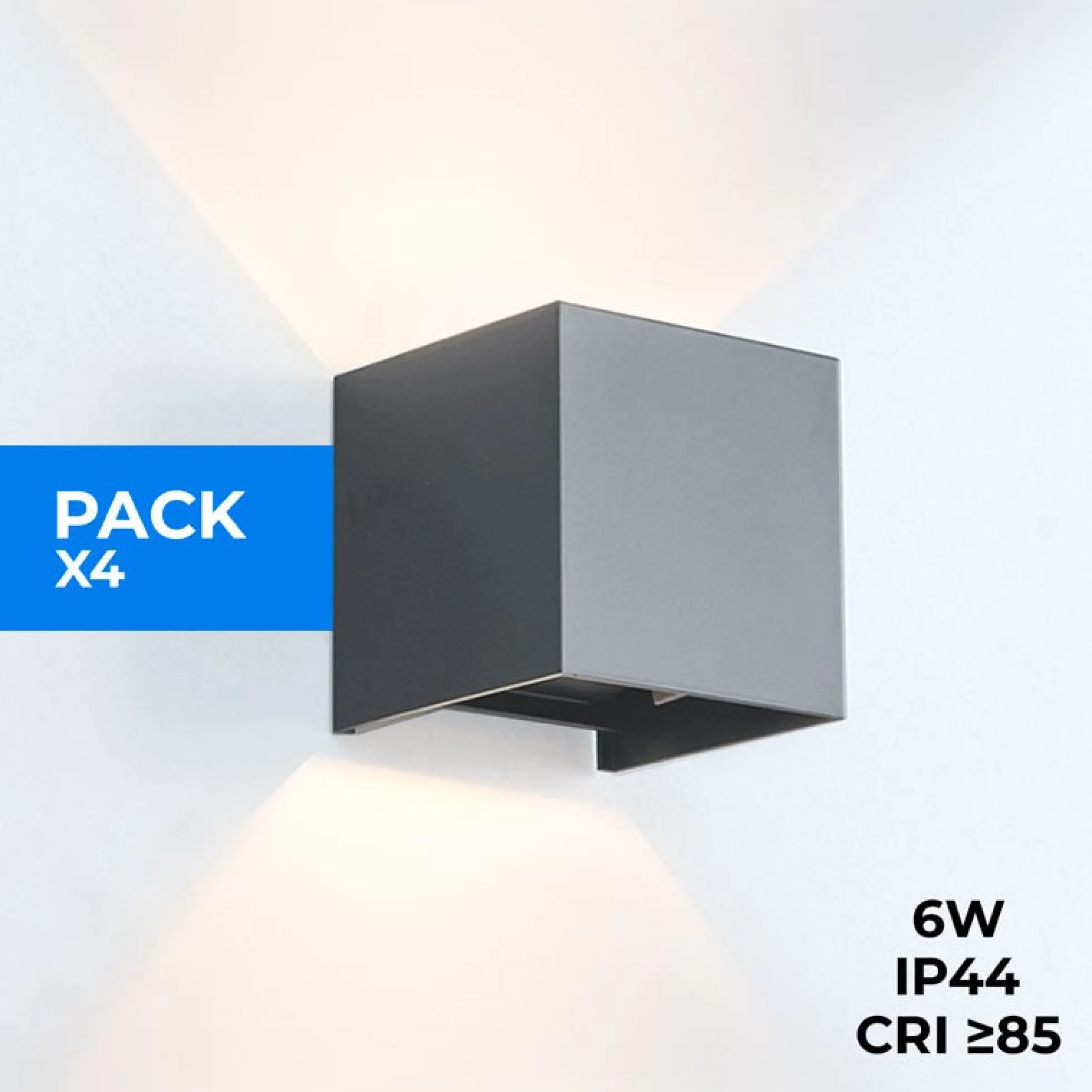 Pack de 4 Apliques de pared "KURTIN" 6W luz up and down regulable
