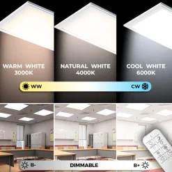 Pack de 4 paneles LED slim CCT regulable con mando - 60x60cm - 40W