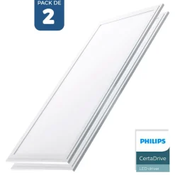 Pack de 2 paneles LED slim 120X30 cm -  Driver Philips - 44W - UGR19 - IP40
