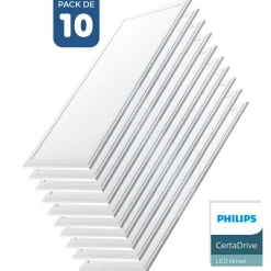 Pack de 10 paneles LED slim 120X30 cm - Driver Philips - 44W - UGR19 - IP40