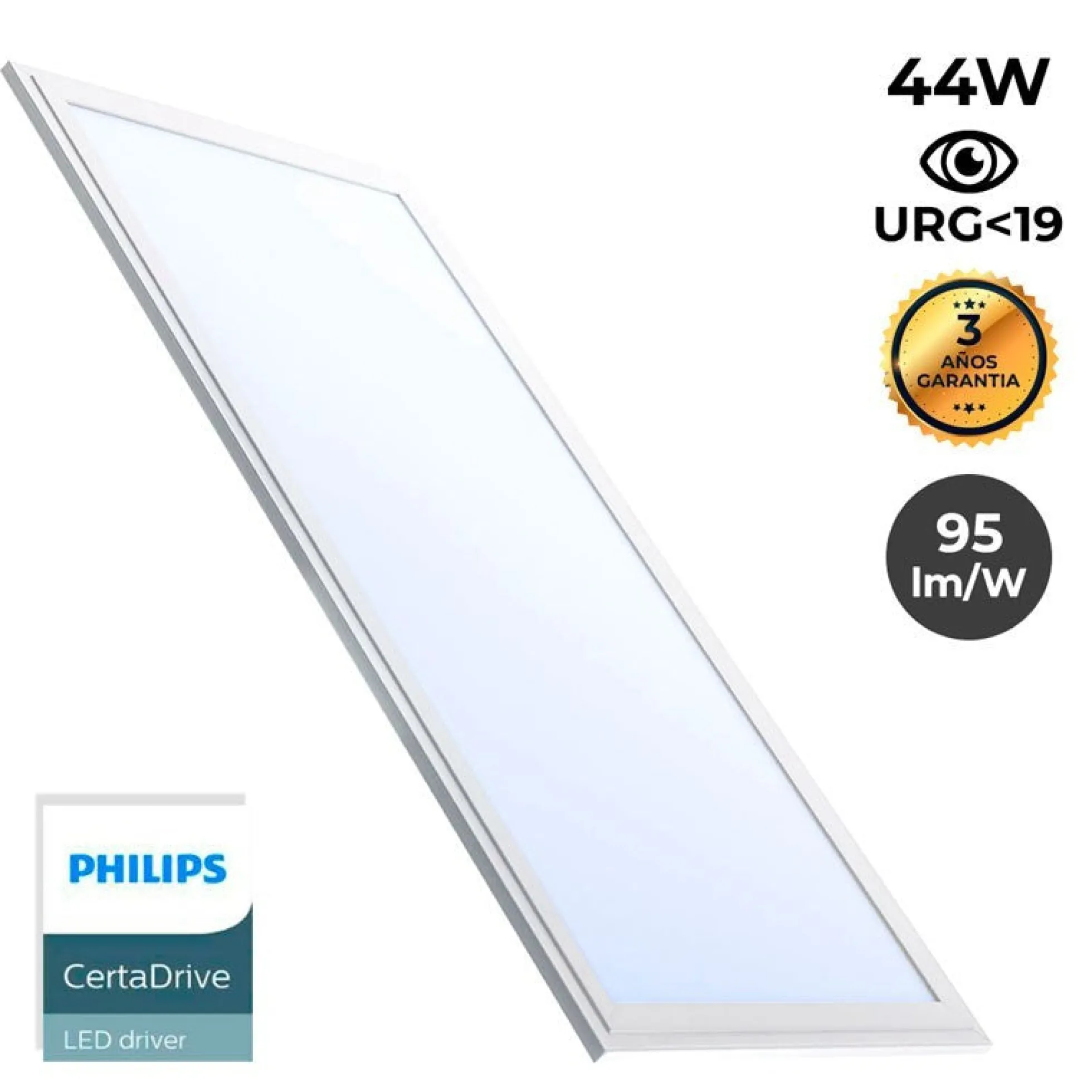 Pack de 12 paneles LED slim 120X30 cm - Driver Philips - 44W - UGR19 - IP40