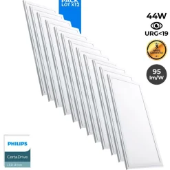 Pack de 12 paneles LED slim 120X30 cm - Driver Philips - 44W - UGR19 - IP40