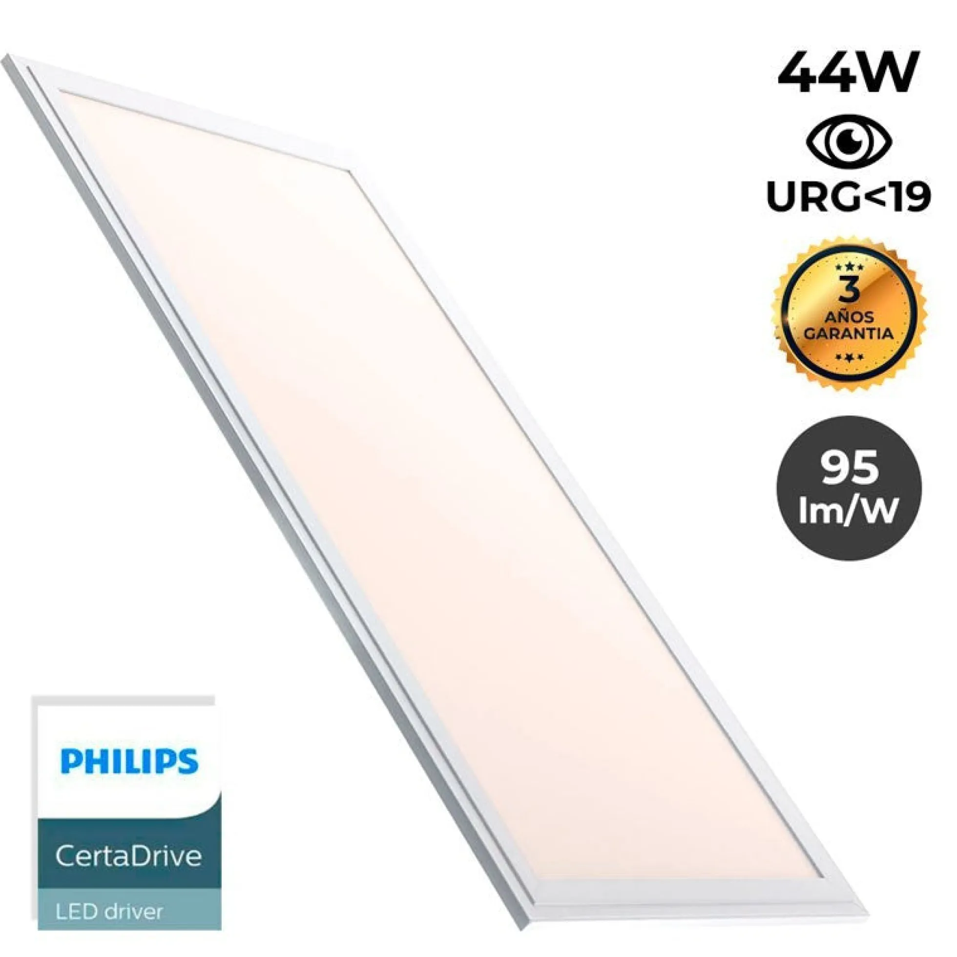 Pack de 12 paneles LED slim 120X30 cm - Driver Philips - 44W - UGR19 - IP40