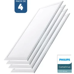 Pack de 4 paneles LED slim 120X30 cm -  Driver Philips - 44W - UGR19 - IP40