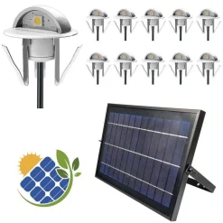 Pack 10 Focos solares LED empotrables con Panel Solar
