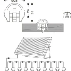 Pack 10 Focos solares LED empotrables con Panel Solar