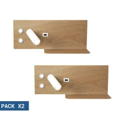 Pack x 2 - Aplique de pared para lectura con puerto USB 