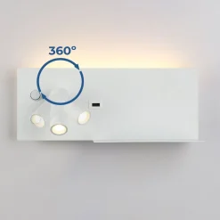 Pack x 2 - Aplique de pared para lectura con puerto USB 