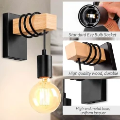 Pack X2 Apliques de pared rústicos de madera 