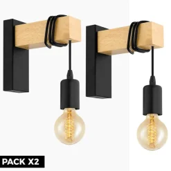 Pack X2 Apliques de pared rústicos de madera 
