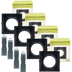 Pack x 4 - Aro downlight cuadrado tipo cardan para bombilla QR111 o AR111 - Corte 155 x 155 mm