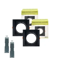 Pack x 2 - Aro downlight cuadrado tipo cardan para bombilla QR111 o AR111 - Corte 155 x 155 mm