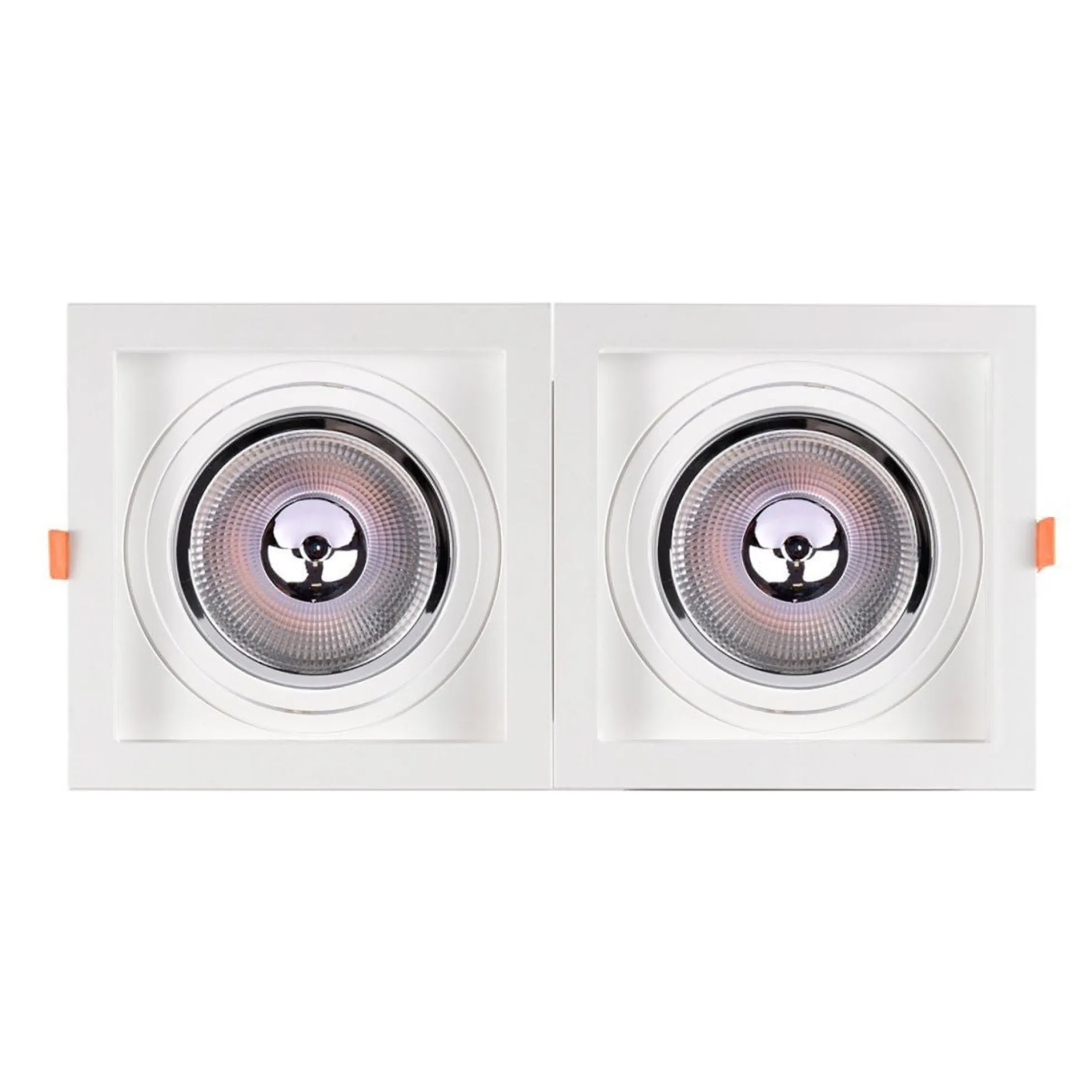 Pack x 2 - Aro downlight cuadrado tipo cardan para bombilla QR111 o AR111 - Corte 155 x 155 mm