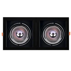 Pack x 2 - Aro downlight cuadrado tipo cardan para bombilla QR111 o AR111 - Corte 155 x 155 mm