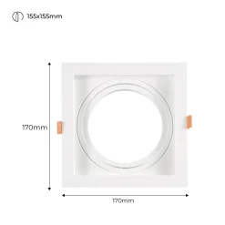 Pack x 2 - Aro downlight cuadrado tipo cardan para bombilla QR111 o AR111 - Corte 155 x 155 mm