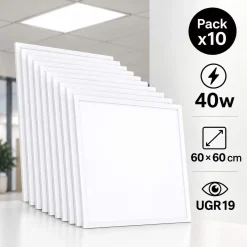 Pack x 10 - Panel LED empotrable Backlit 60x60cm - 40W - 100lm/W - Driver flicker free - UGR19 - IP40