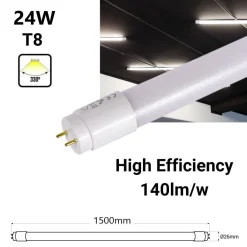 Pack x 25 - Tubo LED 150cm T8 - 24W - 140lm/W