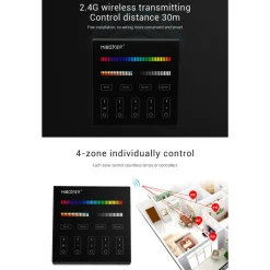 Panel de control táctil RGB + CCT - 4 zonas - Milight