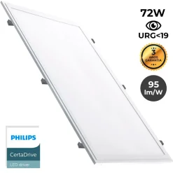 Panel LED de empotrar 1200X600mm Slim 72W PHILIPS DRIVER UGR19 con KIT de montaje