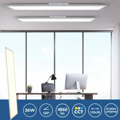 Panel LED de superficie CCT 36W - 120 x 30 cm - 135lm/W - IP20